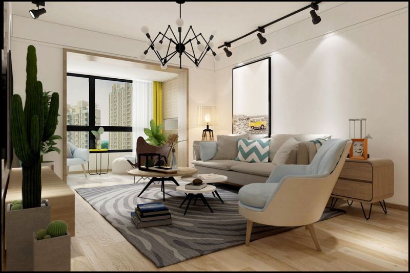 117平現(xiàn)代北歐三室, 書房功能塞進(jìn)客廳